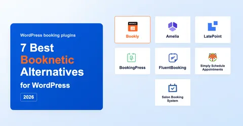 7 Best Booknetic alternatives for WordPress comparison hero — booking plugins 2026
