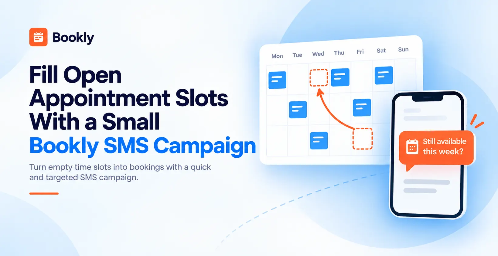 Illustration of a small SMS campaign inviting customers to book open appointment slots