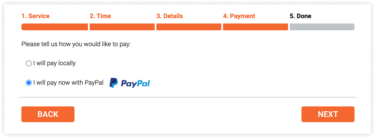 Bookly booking form – Payment step