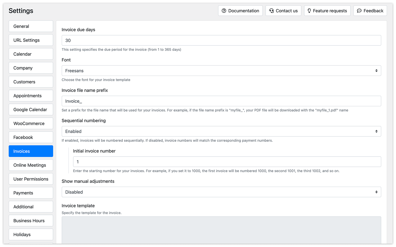 Bookly Settings – Invoices