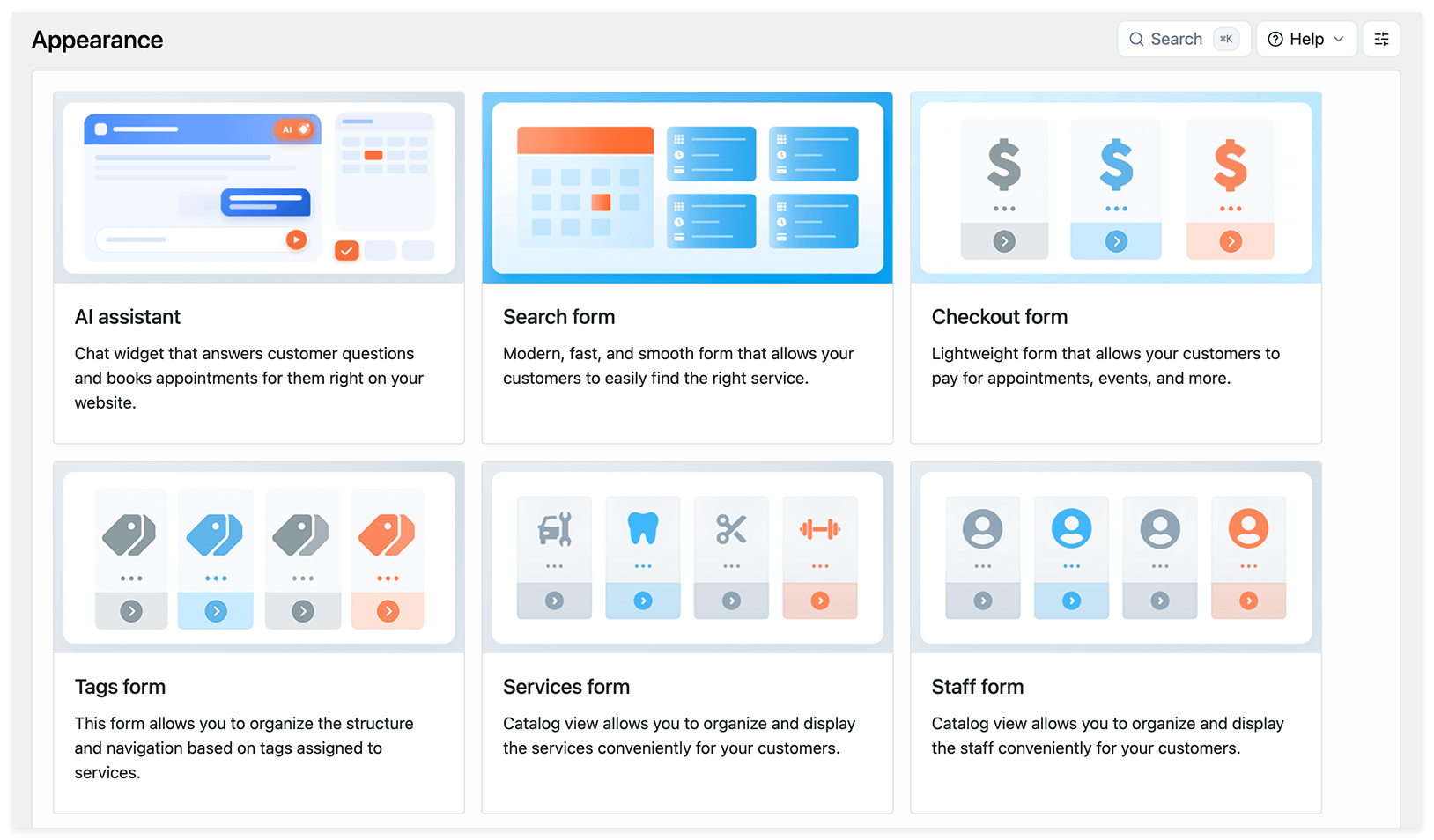 Appearance section in Bookly Pro