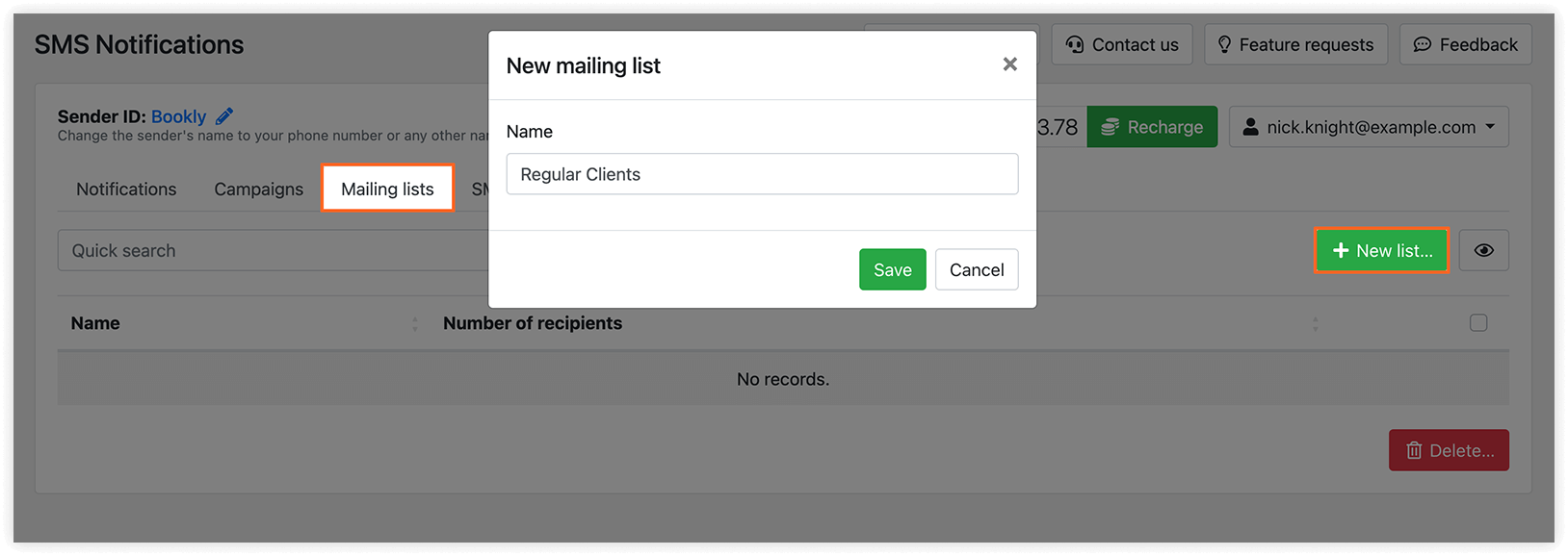 SMS Notifications section in Bookly
