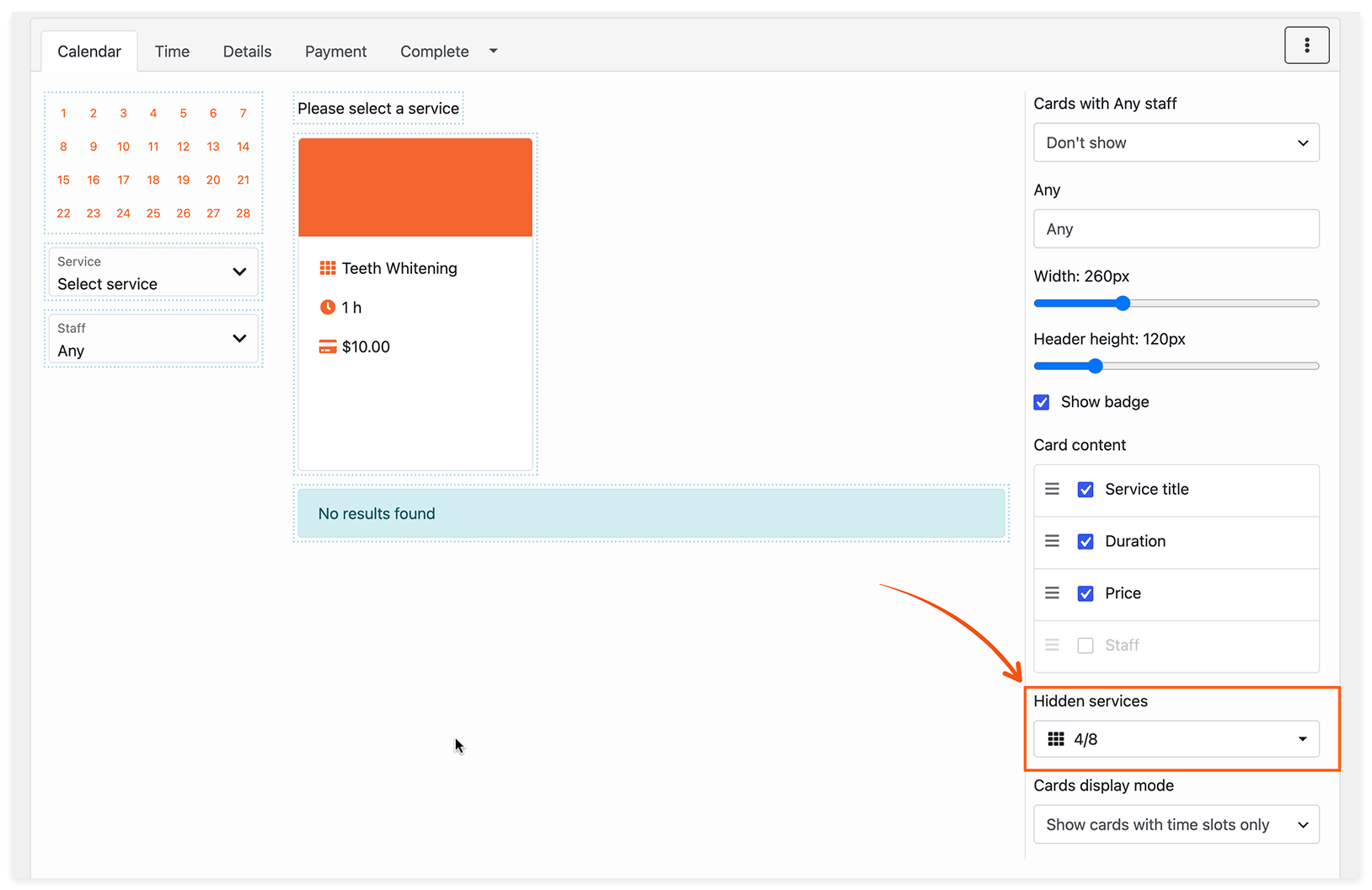 Bookly Appearance section – Search form