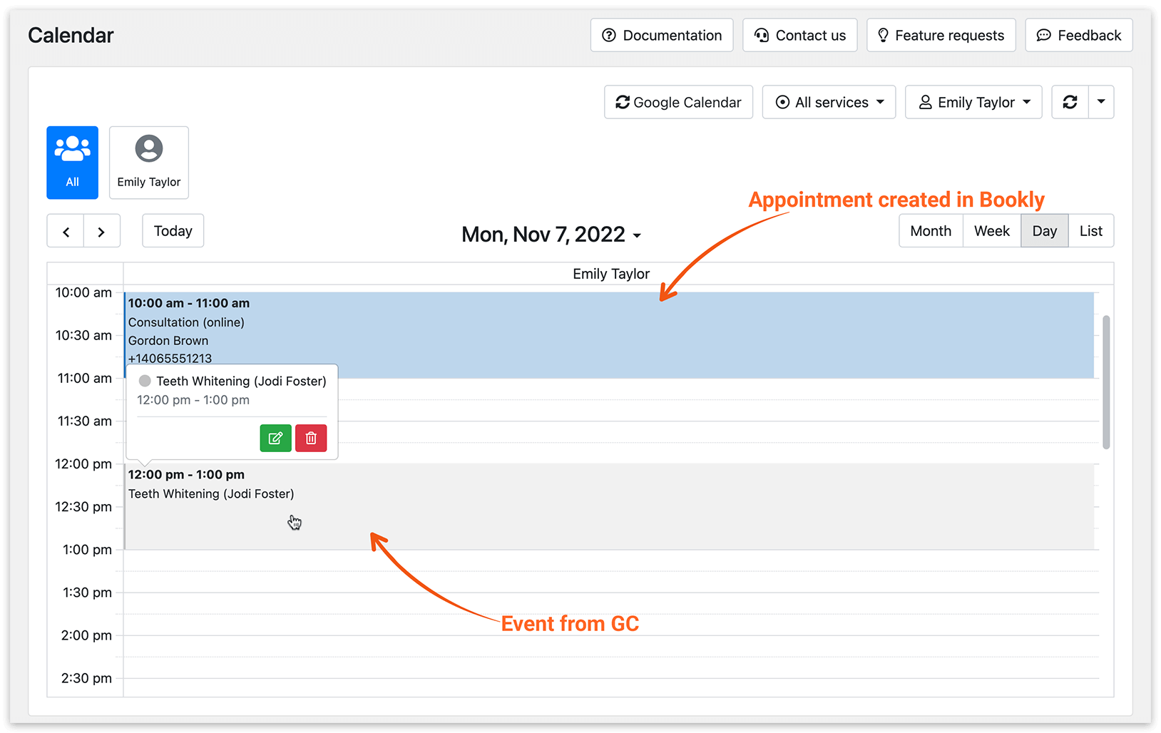 Bookly Calendar – event from Google Calendar