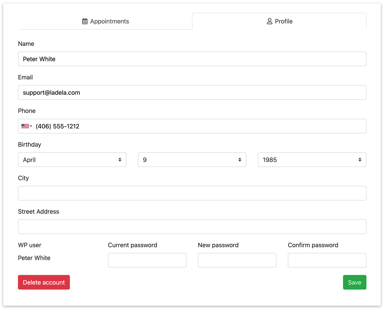 Bookly Customer Cabinet – Profile
