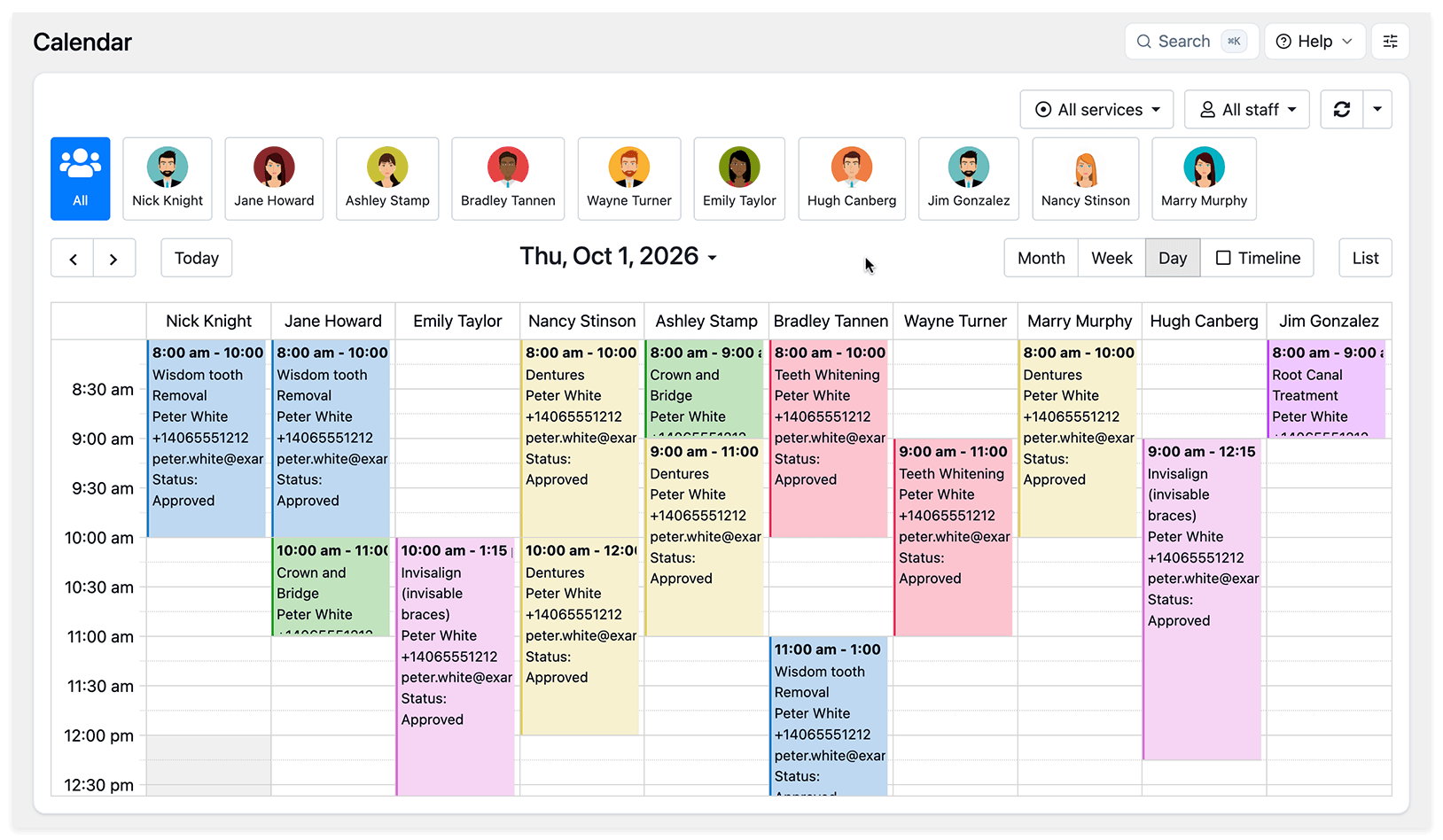 Calendario Bookly nel pannello di amministrazione di WordPress