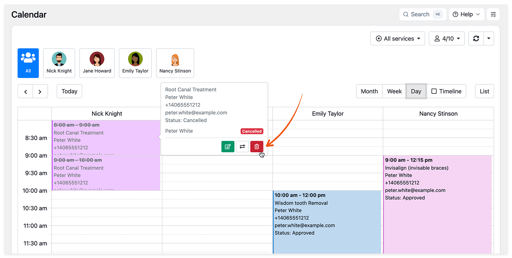 Eliminare un appuntamento dal Calendario Bookly