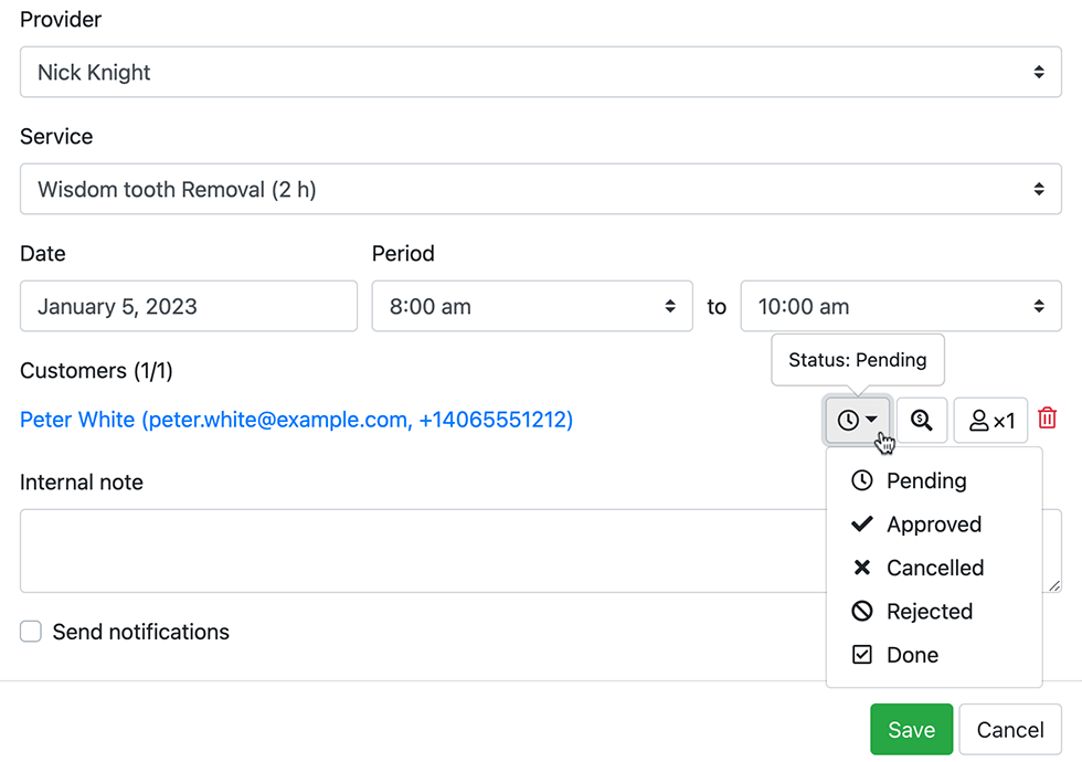 Validation automatique ou manuelle des réservations dans Bookly