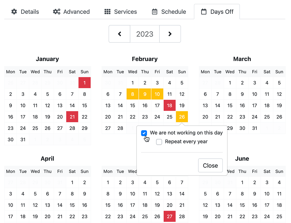 Paramètres individuels pour chaque membre du personnel dans Bookly
