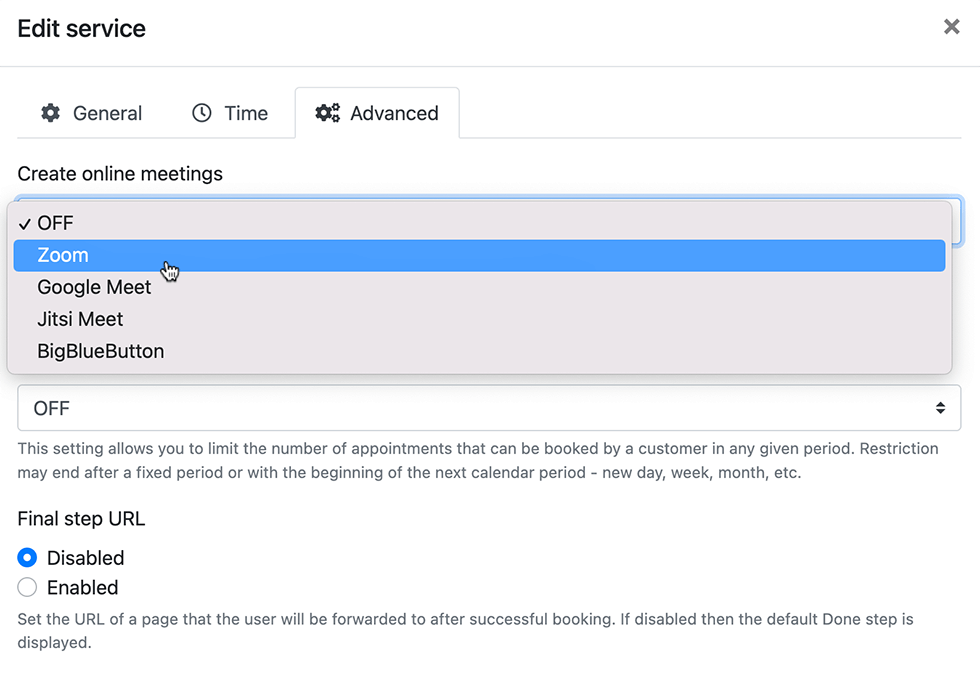 Intégration Zoom et Google Meet dans Bookly