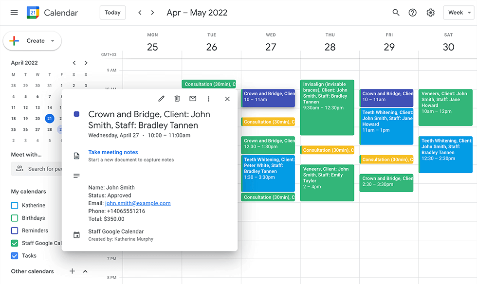 Intégration de Google Agenda dans Bookly