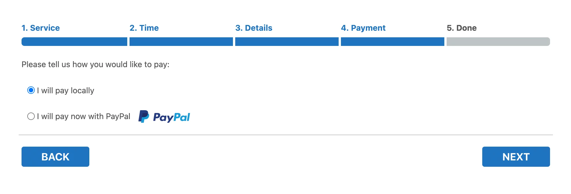 Bookly booking form